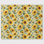 Fröhlicher zeitgenössischer Sonnenblumengarten Geschenkpapier (Flach)