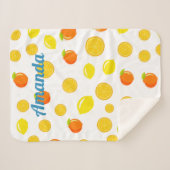 Fröhlicher Zitrus: Zitronen und Orangen Sherpadecke (Vorderseite (Horizontal))