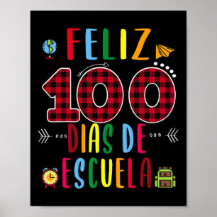 Fröhliches 100 Tage De La Escuela Tee 100 Tage In Poster