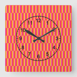 Fröhliches 3D-Regenbogen-Kachelmuster Quadratische Wanduhr