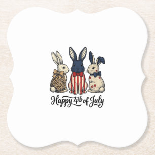 Fröhliches 4. Juli Patriotisches Hasen-Shirt-Desig Untersetzer