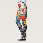 Fröhliches abstraktes Blumengartendesign Leggings (Links)