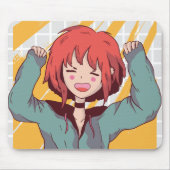 Fröhliches Anime-Mädchen-Raster-Mauspad Mousepad (Vorne)