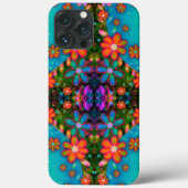 Fröhliches Aquamarines Blumenmuster Whimsical Boho Case-Mate iPhone Hülle (Rückseite)