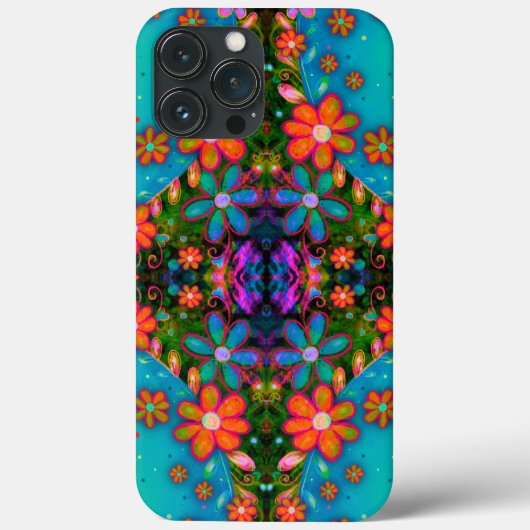 Fröhliches Aquamarines Blumenmuster Whimsical Boho Case-Mate iPhone Hülle (Rückseite)