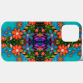 Fröhliches Aquamarines Blumenmuster Whimsical Boho Case-Mate iPhone Hülle (Rückseite (Horizontal))