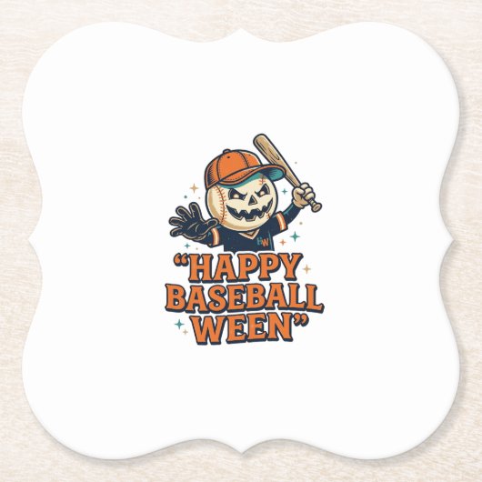 Fröhliches Baseball Ween Vintage Halloween Basebal Untersetzer (Vorderseite)