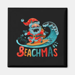 Fröhliches Beachmas Santa Surfen Retro Design Magnet