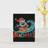Fröhliches Beachmas Weihnachtsmann Surfen Retro De Karte (Gelbe Blume)