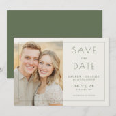 Fröhliches Beige Minimalistisches Foto Save The Date (Vorne/Hinten)