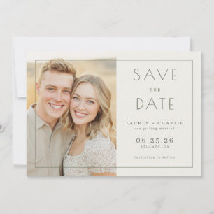 Fröhliches Beiges Minimalistisches Foto Save The Date
