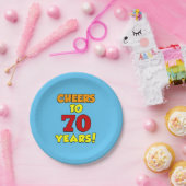 Fröhliches bis 70 Jahre farbiges Party Pappteller (Party)