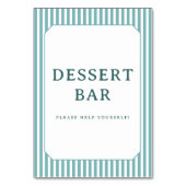 Fröhliches blau gestreiftes Dessertbar-Schild Tischnummer (Rückseite)