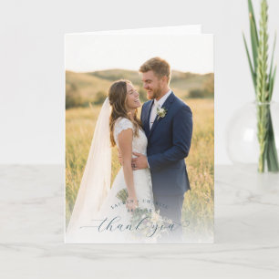 Fröhliches Blau Grün Foto Dankeskarte