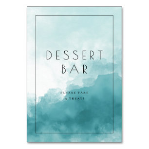 Fröhliches blaues Aquarell-Dessertbar-Schild Tischnummer
