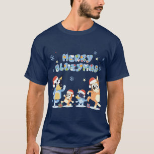 Fröhliches Blueymas Süßer Cartoon-Hundefamilien-We T-Shirt