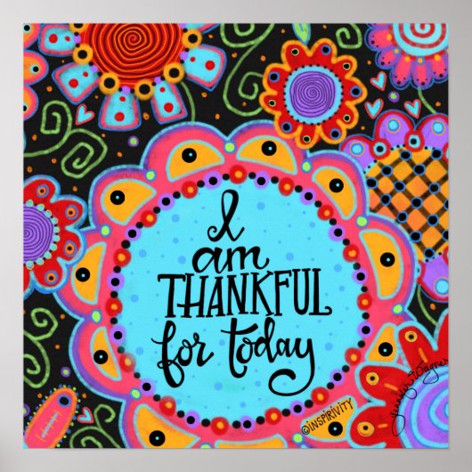 Fröhliches blumengeschmücktes Zitat-Inspirivity Po Poster (Vorne)