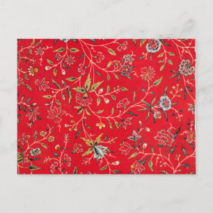 Fröhliches Blumenmuster in strahlendem Rot, Postkarte