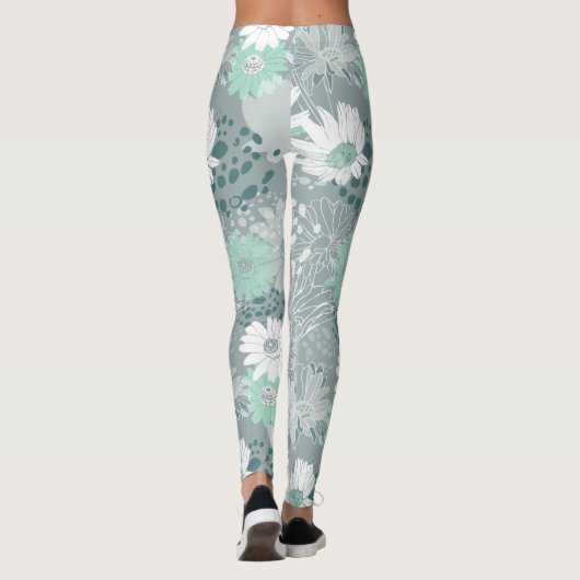 Fröhliches Bohemisch in Aqua Gray Leggings (Rückseite)