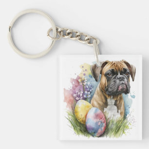 Fröhliches Boxer-Hunde-Oster-Ei, Frohe Ostern Boxe Schlüsselanhänger