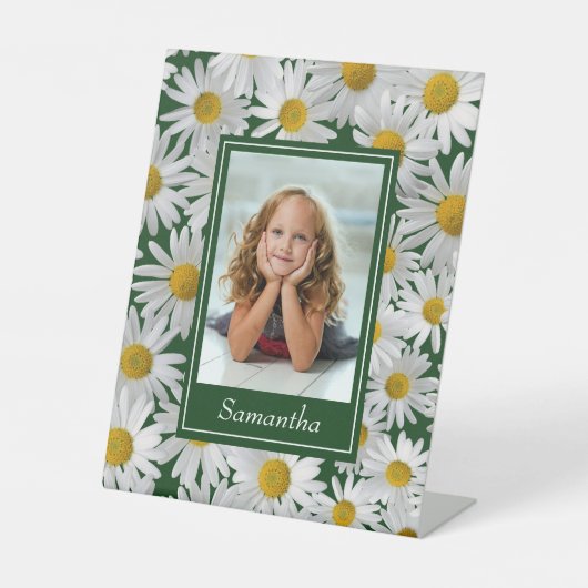 fröhliches "Bright Daisy Custom Foto" - Sockelschild (Vorderseite)