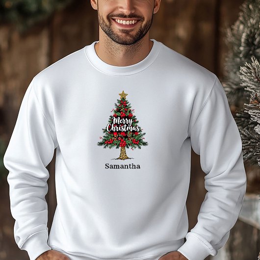 Fröhliches Büffel-Karo-Baum-Weihnachts-Pullover Wi Hoodie