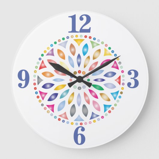 fröhliches buntes Mandala Design Große Wanduhr (Vorderseite)