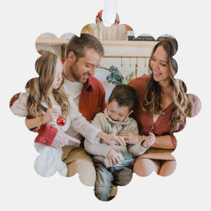 Fröhliches Casual Frohe Weihnachten Foto Rot Ornament Karte