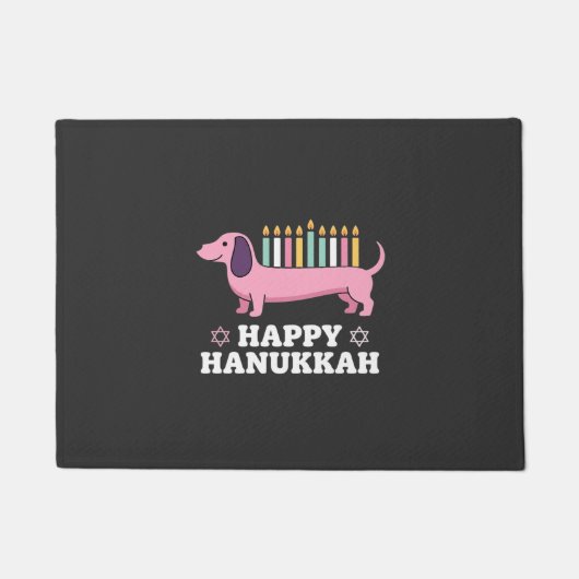 Fröhliches Chanukka Dachshund Hund Fußmatte (Vorderseite)