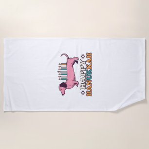 Fröhliches Chanukka Dachshund Menora Hund-Shirt-De Strandtuch