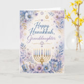 Fröhliches Chanukka Enkelin Karte (Gelbe Blume)