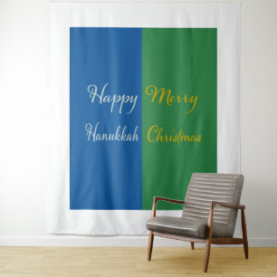 Fröhliches Chanukka, frohe Weihnachten, Doppel-Fei Wandteppich