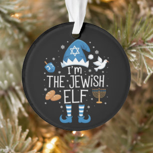 Fröhliches Chanukka-Juden-Elfen-Familien-Gruppen-W Ornament