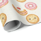 Fröhliches Chanukka-Muster - Süße Donuts Geschenkpapier (Rolleneckpunkt)