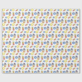 Fröhliches Chanukka-Wasserfarbmuster Geschenkpapier (Flach)