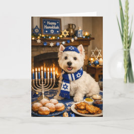 Fröhliches Chanukka Westie-Karte – Festliche jüdis Karte