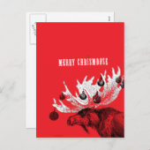 fröhliches chrismoose feiertagspostkarte (Vorne/Hinten)