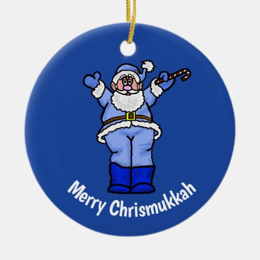 Fröhliches Chrismukkah Sankt Orament Keramik Ornament (Vorne)