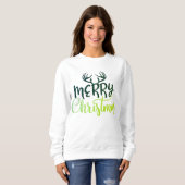 Fröhliches-Christfest-Geweih-Pullover für Frauen Sweatshirt (Vorne ganz)