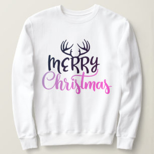 Fröhliches-Christmas-Hirschgeweih-Sweatshirt für F Sweatshirt