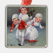 Fröhliches ChristmasLittle scherzt Eis-Skaten Ornament Aus Metall (Vorne)