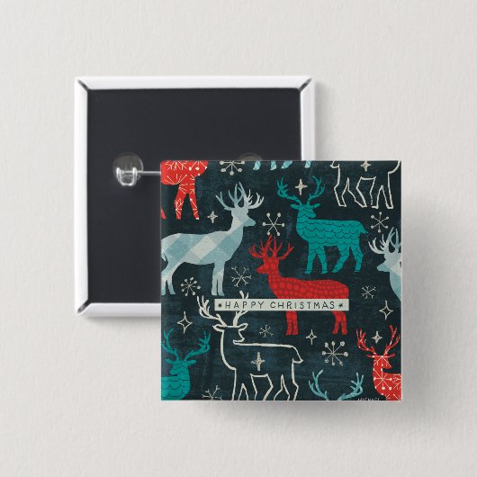 Fröhliches Christmastime Ren Button (Vorne & Hinten)