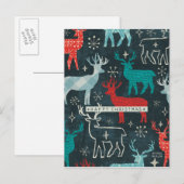 Fröhliches Christmastime Ren Feiertagspostkarte (Vorne/Hinten)