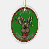 Fröhliches Christmoose Keramik Ornament (Rechts)