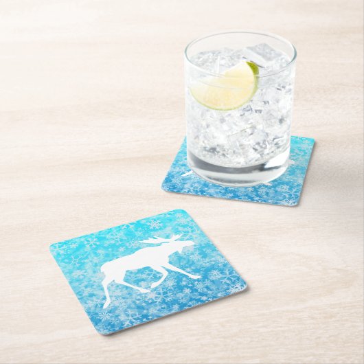 Fröhliches Christmoose Rechteckiger Pappuntersetzer (Vor Ort)