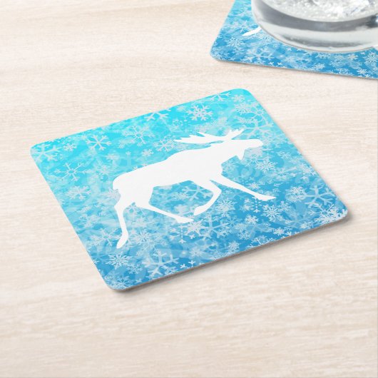 Fröhliches Christmoose Rechteckiger Pappuntersetzer (angewinkelt)