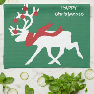 Fröhliches Christmoose-Weihnachts-Geschirrtuch Geschirrtuch