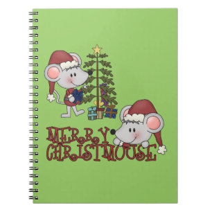 Fröhliches Christmouse mit Baum Notizblock
