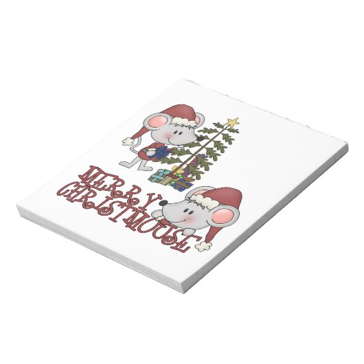 Fröhliches Christmouse mit Baum Notizblock (Rotiert)