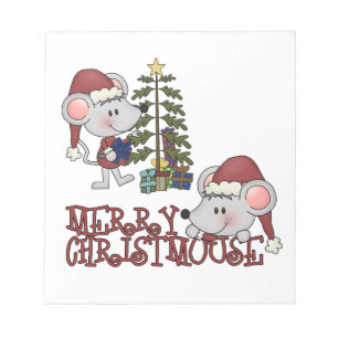 Fröhliches Christmouse mit Baum Notizblock